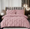 Lenjerie Pat Dublu Finet 6 Piese Roz Pudra - Cearceaf fara Elastic, Husa Pilota, 4 Fete Perna - 230x250, 200x230, 55x80, 70x70 cm