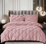 Cumpara ieftin Lenjerie pat dublu cu pliuri,bumbac finet,6 piese,roz pudra-A124, Jojo Home