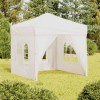 Cort Pliabil Petrecere vidaXL Alb 2x2m cu Pereți Laterali, Pavilion Gradina, Impermeabil, Protectie UV
