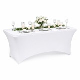 Husa pentru masa dreptunghiulara, culoare alba, elastica, dimensiune 152 x 70 x