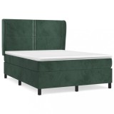 Cumpara ieftin Pat box spring cu saltea, verde inchis, 140x200 cm, catifea