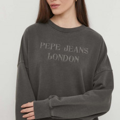 Pepe Jeans bluza femei, culoarea gri, cu imprimeu