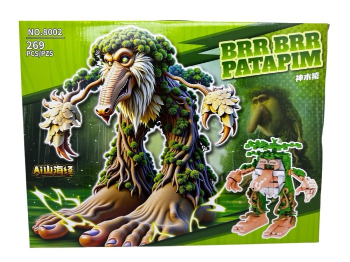 Set constructie BRR BRR Patapim 269 piese blocuri tip Lego, figurina copac urias articulata 8002