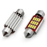Set 2 becuri auto Amio LED, C5W SV8.5-8, 12SMD 4014, 2.9W, 39mm, Canbus, 12-24V, leduri alb sofit Festoon
