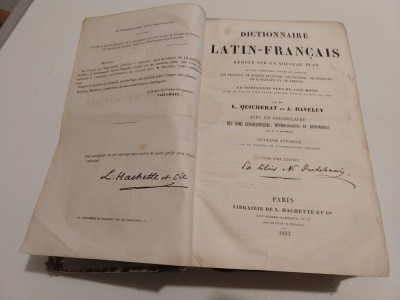 DICTIONAIRE LATIN-FRANCAIS - DICTIONAR LATIN FRANCEZ - L. QUICHERAT - 1862 foto
