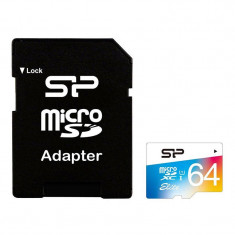 Card Silicon Power microSDXC 64GB Elite UHS-1 U1 cu adaptor SD foto