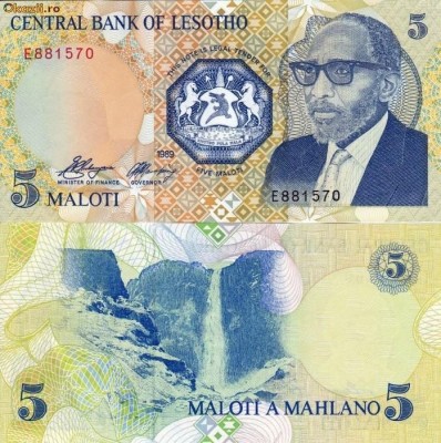 LESOTHO 5 maloti 1989 UNC!!! foto