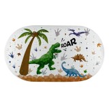 Covoras de baie oval antiderapant,dinozauri, PVC, 69x38 cm