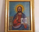 Icoana Iisus Hristos &bdquo;Pantocrator&rdquo;| veche pictura in ulei pe panza