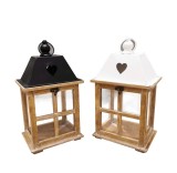 Set 2 felinare lemn metal 18 x 14 x 33 cm