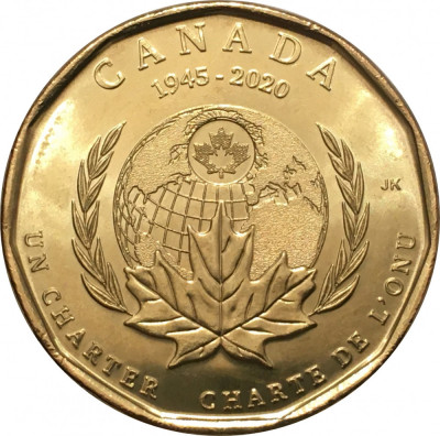 Canada 1 Dolar 2020 - 75 de ani Natiunile Unite, KM-2909 UNC !!! foto
