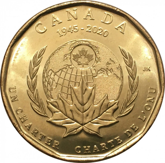 Canada 1 Dolar 2020 - 75 de ani Natiunile Unite, KM-2909 UNC !!!