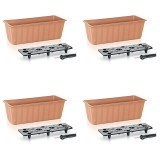 Set 4 jardiniere decorative cu sistem de irigare, 11 L, 60x18x14 cm, maro, Prosperplast