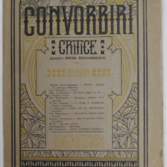 CONVORBIRI CRITICE , REVISTA LITERARA BIMENSUALA , ANUL II , NR. 17 , 1 NOIEMBRIE , 1908