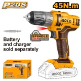 Masina de insurubat bormasina 45 nm, 15+1 trepte, 1500 rpm, 20 v fara acumulator, pentru insurubare rapida - Ingco CDLI200515