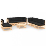 vidaXL Set mobilier grădină cu perne, 9 piese, lemn masiv de pin 3083818
