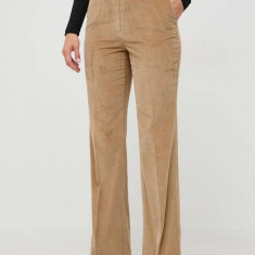 MICHAEL Michael Kors pantaloni de catifea cord culoarea bej, mulata, high waist