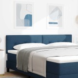 Cumpara ieftin Pat LED Tapițat cu Butoane, Albastru, 90 cm, Țesătură