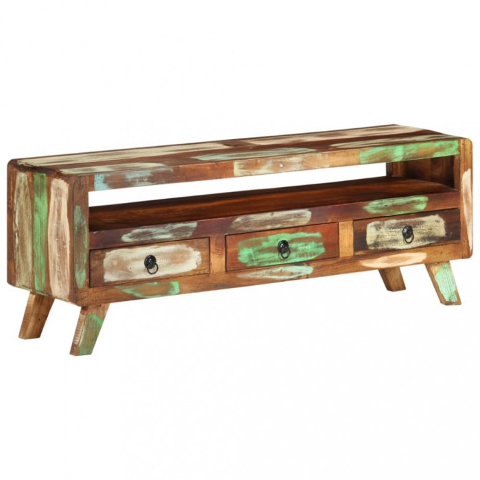 Gossi comoda tv, 110x30x40 cm, multicolor, lemn masiv reciclat