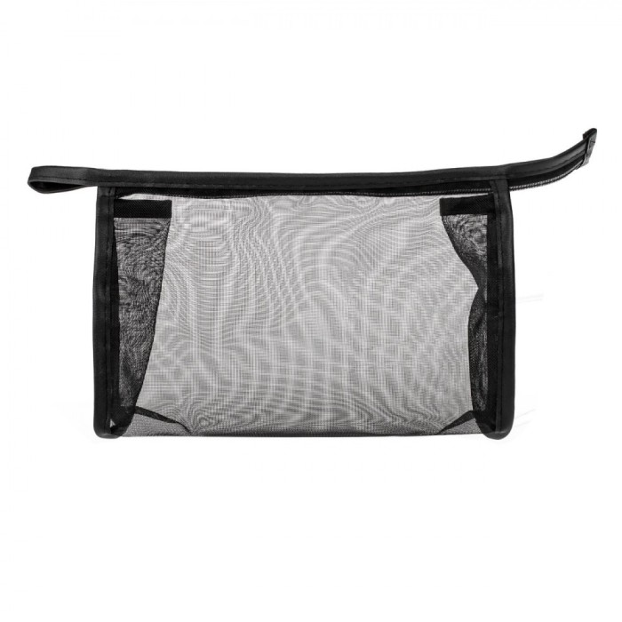 Portfard Dama, Model Plasa, Culoare Negru, Fermoar Auriu, Dimensiuni 24x7x15cm
