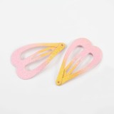 Set 2 agrafe inimi roz cu galben