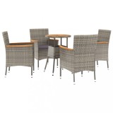 Cumpara ieftin Set bistro de gradina cu perne, 5 piese, gri, poliratan