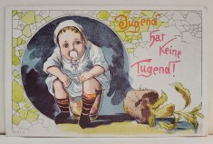 JUGEND HAT KEINE TUGEND ! - COPIII NU AU VIRTUTE ! - DESEN SATIRIC , CARTE POSTALA , CLASICA foto