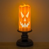 Lămpă Halloween cu LED, Model Dovleac, Portocaliu și Negru, 5.3x14cm, Baterii Incluse, Oem