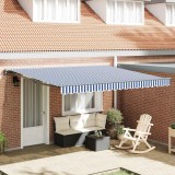 Cortina Retractabilă Manual Albastru și Alb 400x300 cm țesătură