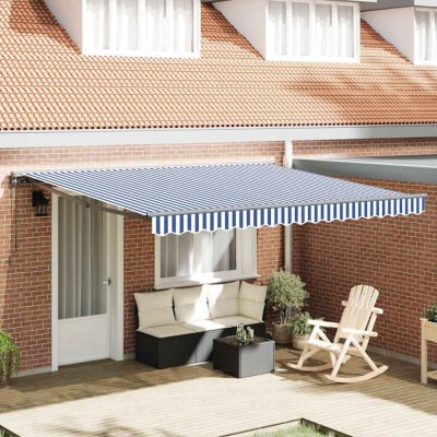 vidaXL Cortina Retractabilă Albastru și Alb 400x300 cm țesătură 3330486 foto