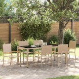 VidaXL Set de masă pentru grădină 7 pcs Bej, Negru 190 x 90 x 75 cm