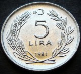 Cumpara ieftin Moneda 5 LIRE - TURCIA, anul 1981 *cod 3538 = UNC, Europa