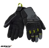 Manusi barbati pentru scuter - motocicleta Naked/Adventure vara Seventy model SD-N60 Two Stroke culoare: negru/gri/galben fluor &ndash; degete tactile Negru