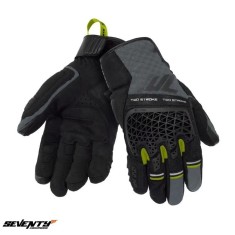 Manusi barbati pentru scuter - motocicleta Naked/Adventure vara Seventy model SD-N60 Two Stroke culoare: negru/gri/galben fluor &ndash; degete tactile Negru