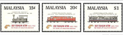 Malaysia 1985 - Locomotive, serie neuzata foto