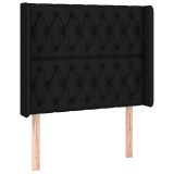 Cumpara ieftin Tablie de pat cu aripioare, negru, 103x16x118/128 cm, textil