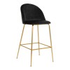 Scaun de bar Lausanne, catifea, negru, picioare cu efect de cupru