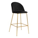 Cumpara ieftin Scaun de bar Lausanne, catifea, negru, picioare cu efect de cupru
