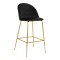 Scaun de bar Lausanne, catifea, negru, picioare cu efect de cupru