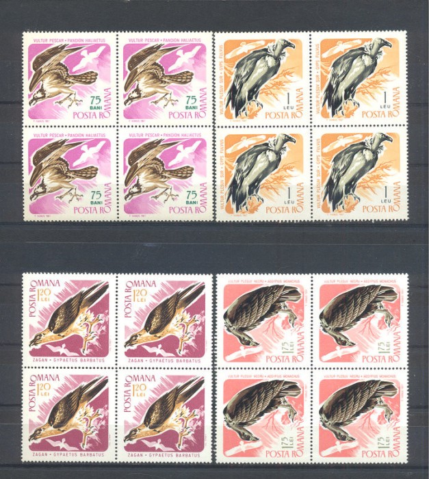 ROMANIA 1967. LP 643 Pasari de prada. Blocuri de 4.
