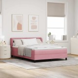 Cumpara ieftin Pat cu arcuri cu headboard Roz 160 x 200 cm Catifea