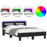 Cumpara ieftin Cadru de pat cu tablie si LED, negru, 135x190 cm