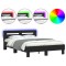 Cadru de pat cu tablie si LED, negru, 135x190 cm