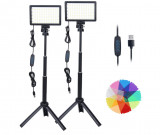 Set 2 x Lumini LED cu trepied, de studio foto video, reglabila 10000K - RESIGILAT