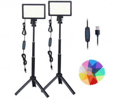 Set 2 x Lumini LED cu trepied, de studio foto video, reglabila 10000K - RESIGILAT foto