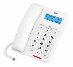 Telefon cu fir de masa cu afisaj alb CD001 Well; Cod EAN: 5948636035179 foto