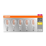 Set 5 becuri Led E14, 4W, 470 lumeni, lumina calda(2700K), OSRAM