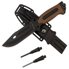 Cutit Militar cu amnar si ascutitor , 27.5 cm IdeallStore&reg; , teaca multifunctionala