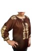 Bluza dama casual R262, marime XL maro/bej, Bumbac