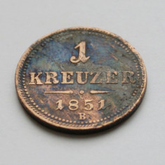 Austria - 1 kreuzer - 1851 B - Monetaria Kremnica - starea care se vede (M27) foto